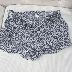 Aerie Gray Animal Print Ruffle Shorts